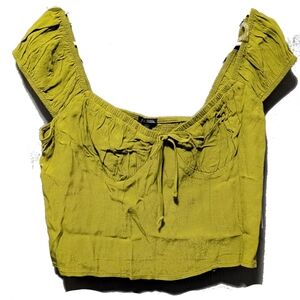 wild fable Olive Green Tie-Front Crop Top